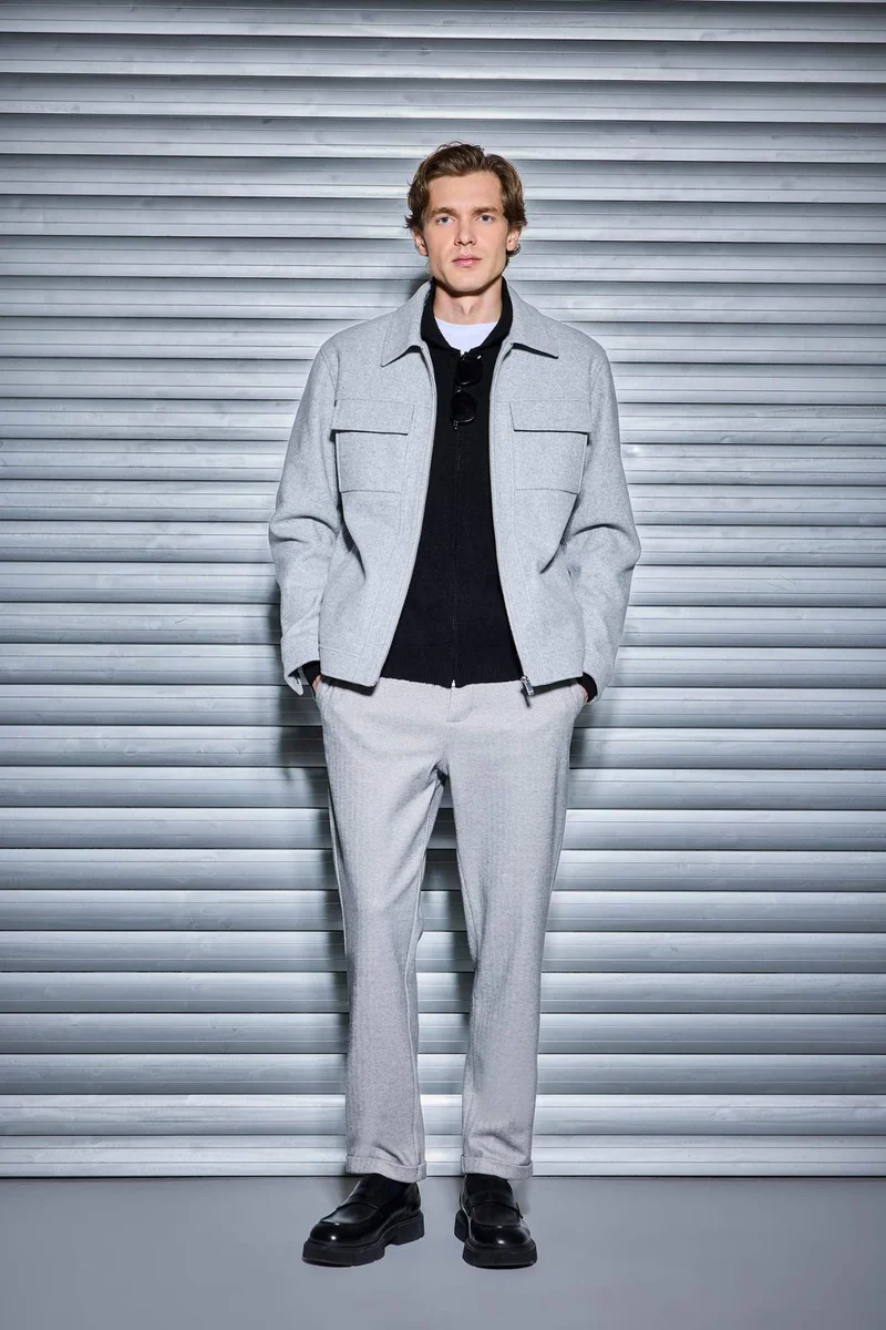 Straight Fit Combed Cotton Trousers