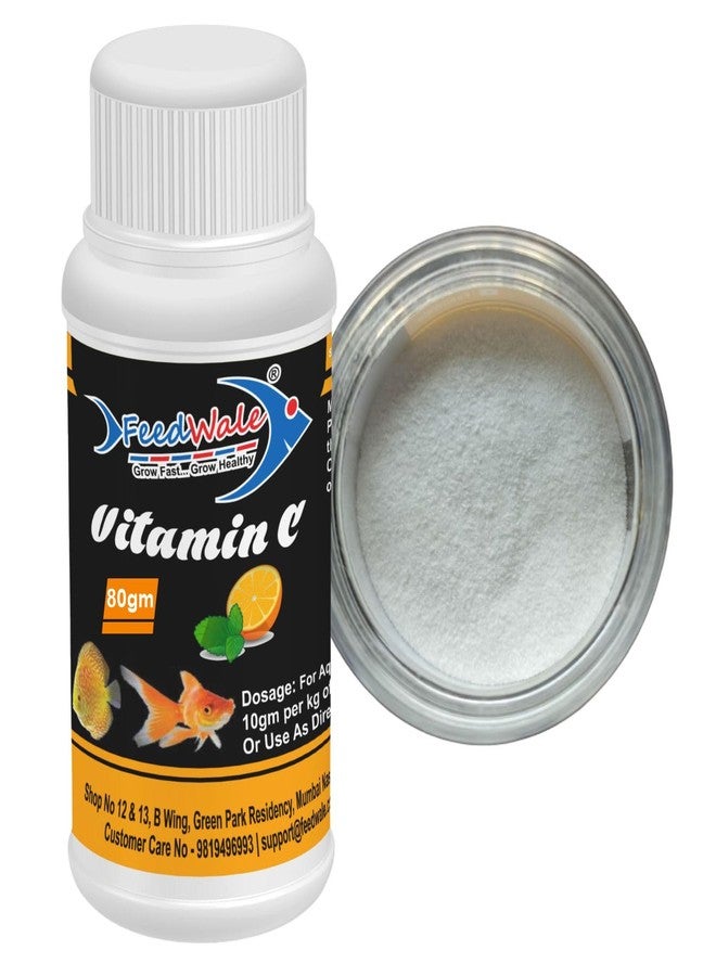 FeedWale Aquarium Vitamin C 80gm Fish Feed Supplement | Boost Immunity, Growth & Disease Resistance | for Goldfish, Koi, Betta, Guppy & All Ornamental Fish | Anti-Stress Fish Vitamin Powder - Image 1