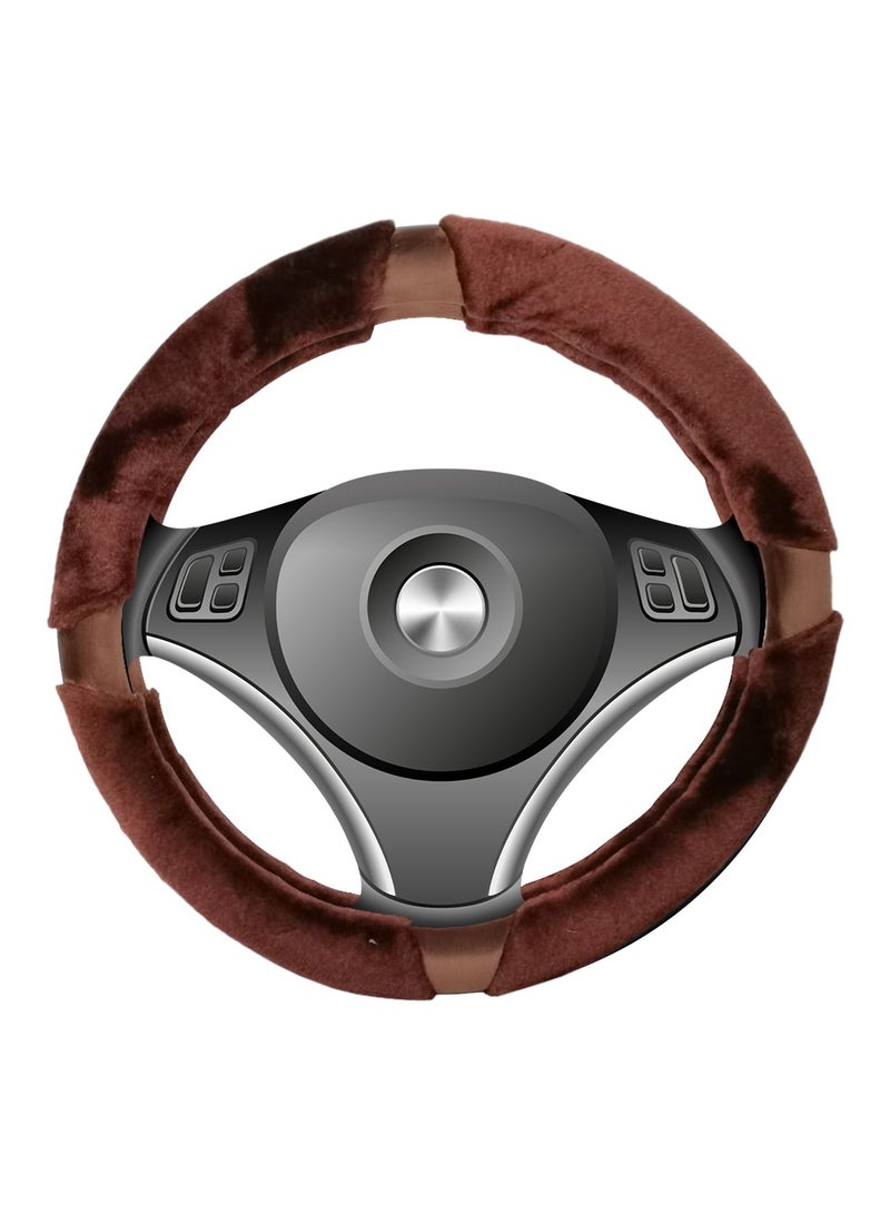 Agc Fluffy Steering Wheel Cover Smooth Fur Premium Car Steering Cover Size Medium 38cm Brown - Image 2