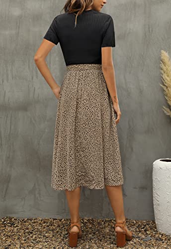 Zattcas Women 2025 Summer Dresses Short Sleeve Ribbed Teacher Church Modest Business Casual Work Outfits Midi Dress with Pockets Blackww L - Image 3