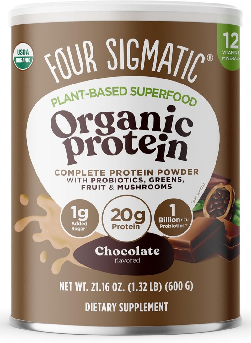 Four Sigmatic Plant-Based Organic Protein with Mushrooms & Adaptogens, Creamy Cacao, 1.32 Lbs packaging may vary - Image 1