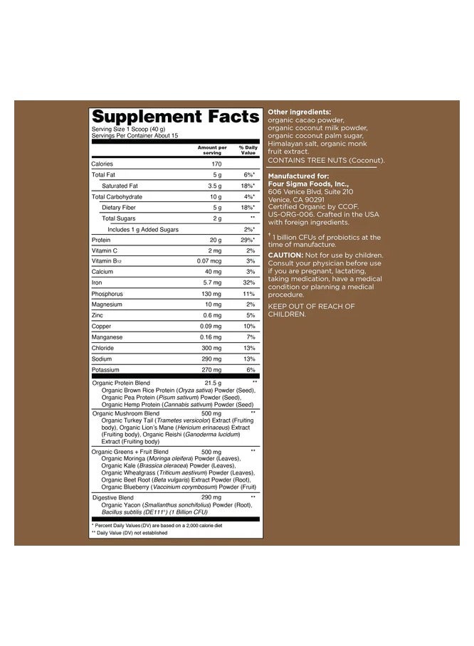 Four Sigmatic Plant-Based Organic Protein with Mushrooms & Adaptogens, Creamy Cacao, 1.32 Lbs packaging may vary - Image 2