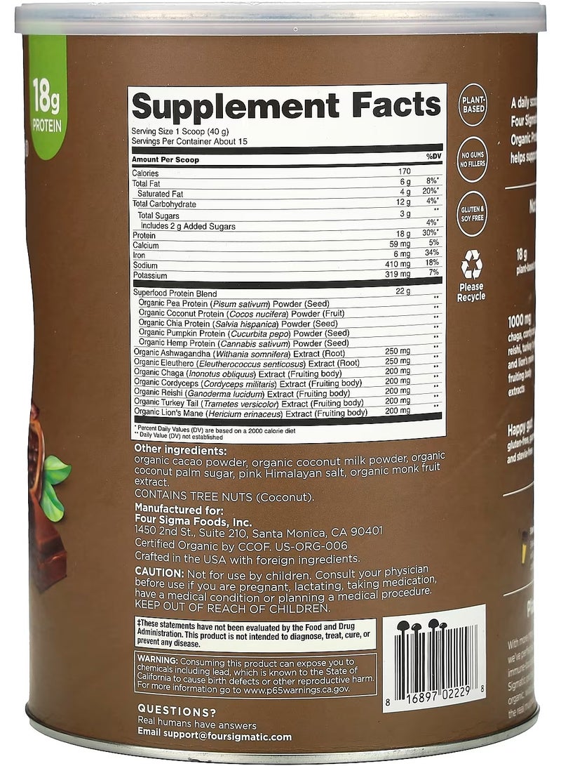 Four Sigmatic Plant-Based Organic Protein with Mushrooms & Adaptogens, Creamy Cacao, 1.32 Lbs packaging may vary - Image 5