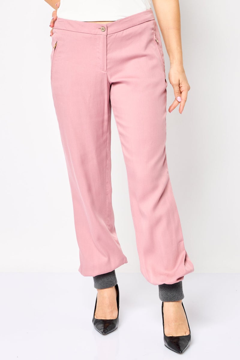 Harmont & Blaine Women Solid Jogger Pants, Pink - Image 1