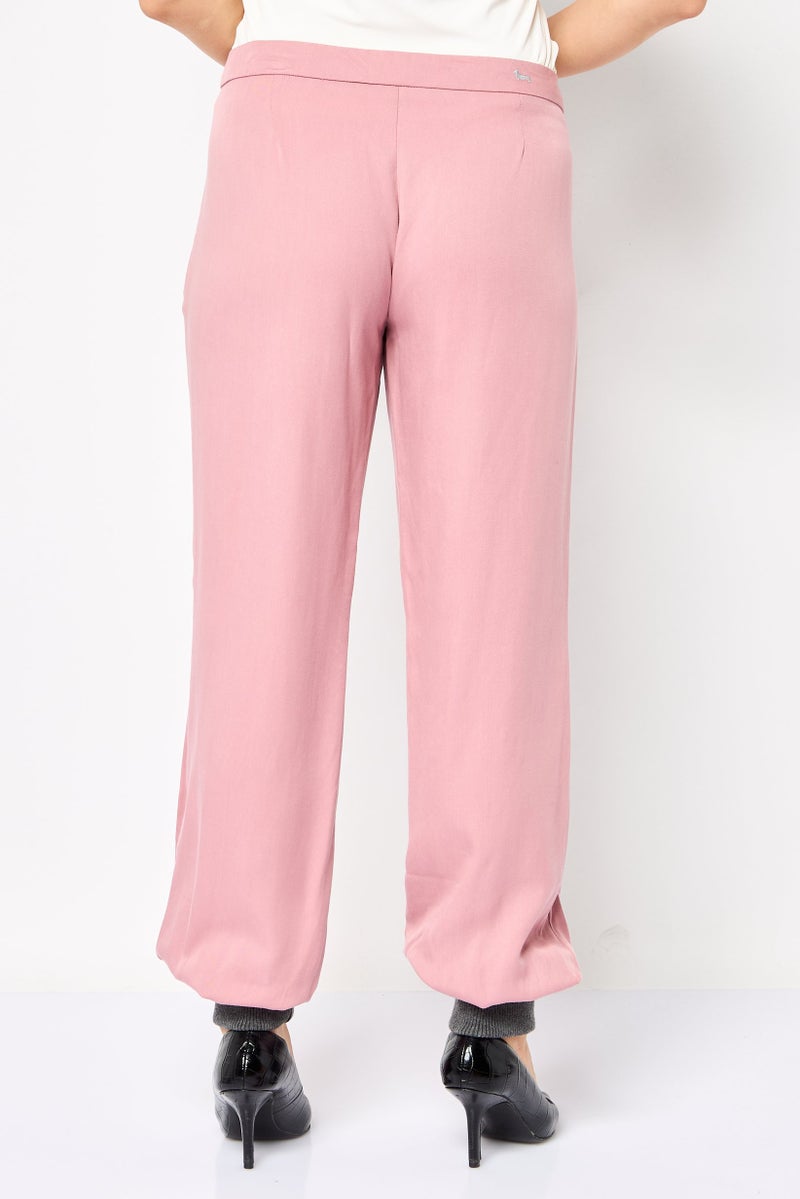 Harmont & Blaine Women Solid Jogger Pants, Pink - Image 4