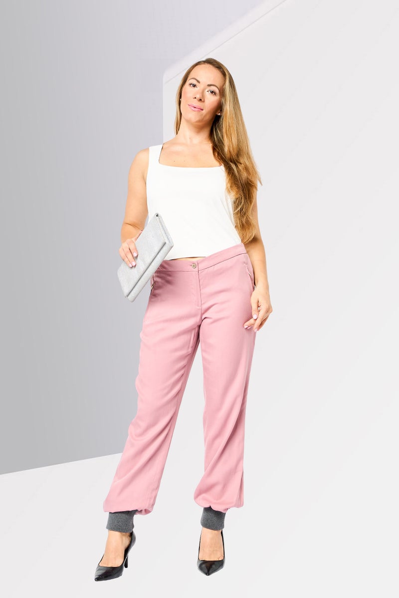 Harmont & Blaine Women Solid Jogger Pants, Pink - Image 2