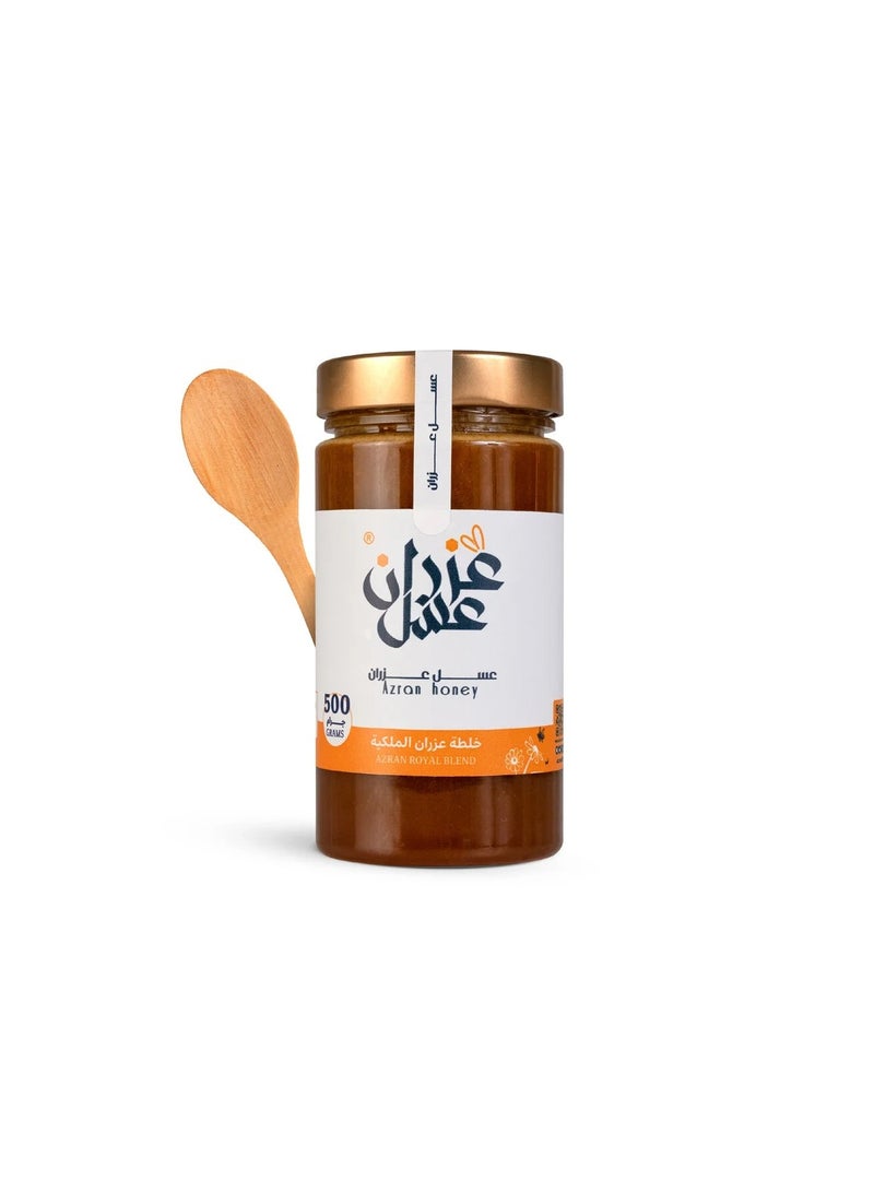 Azran honey Azran Royal Mixture with a Spoon - A natural blend of premium Sidr honey, also enriched with pollen, propolis, ginseng powder, and date palm pollen. - Image 2