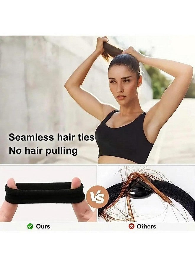 elina Elina Black Hair Ties Soft Premium Elastic No Damage Seamless Ouchless Soft Stretchable Non-Slip Cotton Rubber Bands, Thick Thin Hair, Ponytail Holders, Scrunchy, Men, Women, Boys, Girls (20 Black) - Image 4