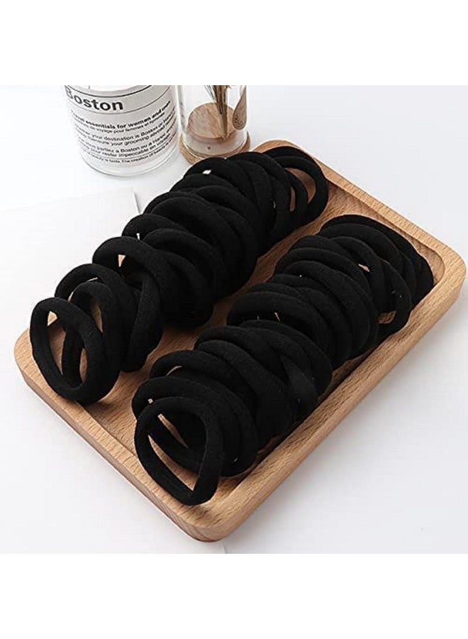 elina Elina Black Hair Ties Soft Premium Elastic No Damage Seamless Ouchless Soft Stretchable Non-Slip Cotton Rubber Bands, Thick Thin Hair, Ponytail Holders, Scrunchy, Men, Women, Boys, Girls (20 Black) - Image 1