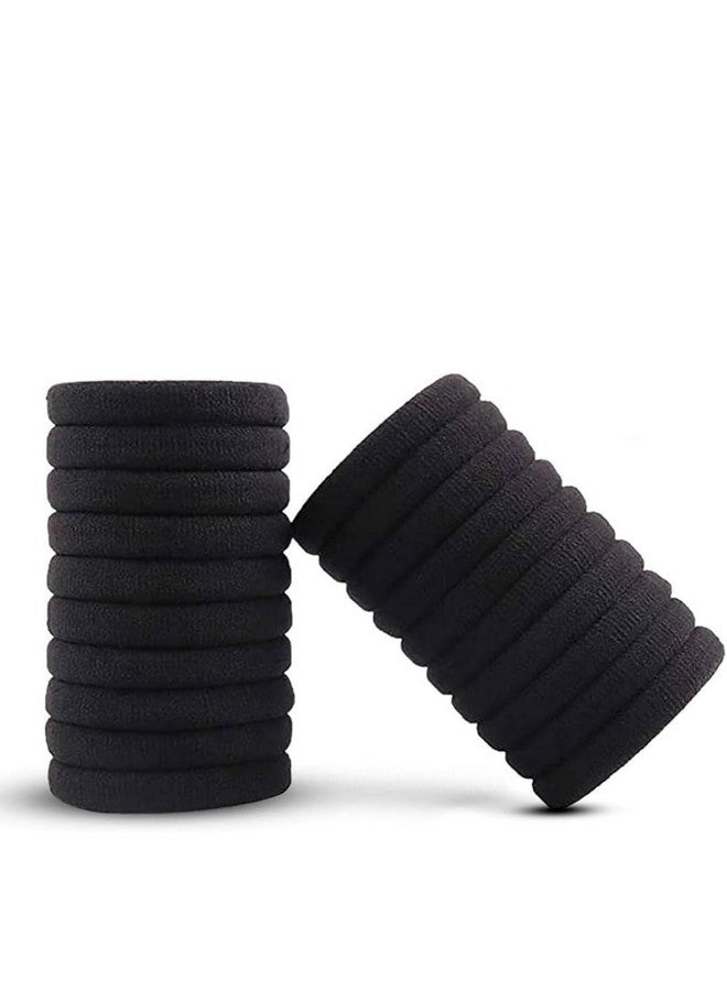elina Elina Black Hair Ties Soft Premium Elastic No Damage Seamless Ouchless Soft Stretchable Non-Slip Cotton Rubber Bands, Thick Thin Hair, Ponytail Holders, Scrunchy, Men, Women, Boys, Girls (20 Black) - Image 2