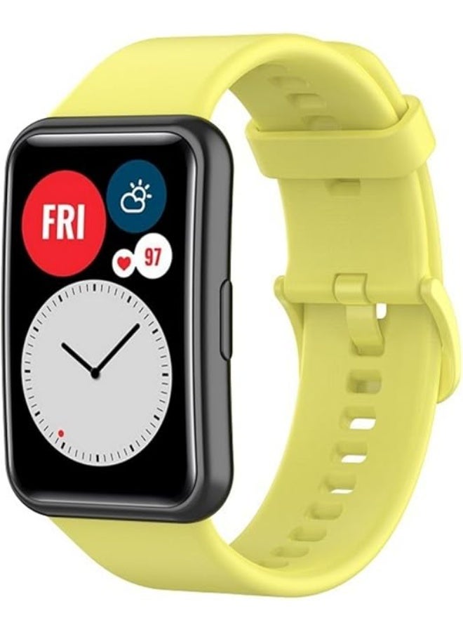 ووتش متوافق مع هواوي ووتش فيت سبشال إديشن، سوار استبدال سيليكون ناعم، مقاوم للتآكل، قابل للتهوية - اصفر - Image 2