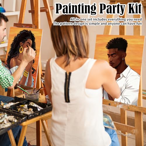 Nuberlic 2 Pack Prayer Man and Woman Pre Drawn Canvas Paint Kits for Adults Couple Sip and Paint Date Night Game Party Flavor Valentines Day Gift Painting Supplies - Image 3