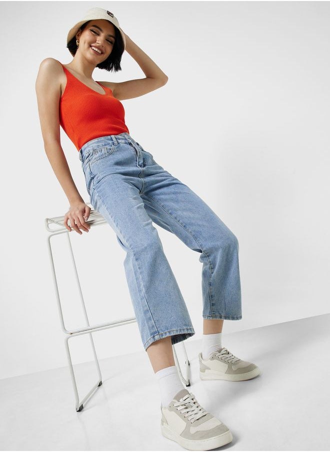 Ginger - Overlap Waist Cropped Jeans - Image 1
