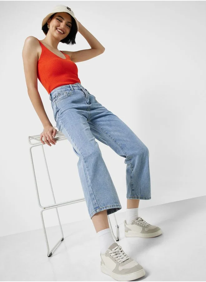 Ginger Overlap Waist Cropped Jeans