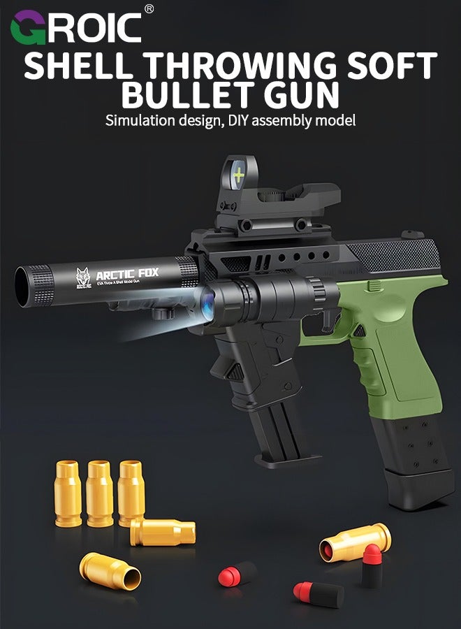 GROIC Combination Soft Bullet Toys Gun for Boys, Empty Shell Ejecting Design,Blasting Toy Foam Blaster with 20 Soft Foam Bullets,Shell-throwing Soft Gun(Green)  - Image 2
