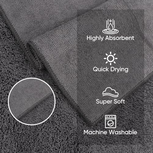 HOMEXCEL Microfiber Washcloths 24 Pack Highly Absorbent and Soft Face Towel MultiPurpose Grey Wash Cloths for Bathroom Hotel Spa Gym and Kitchen 12x12 Inch - Image 3