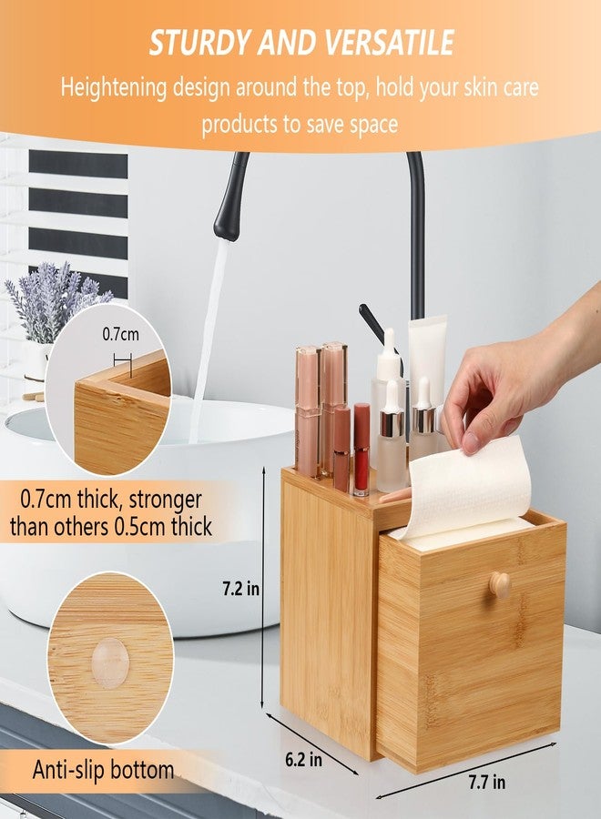 eggs sound Disposable Face Towel with Bamboo Drawer Storage Box - Face Towelettes Disposable XL, Facial Towels Disposable, Makeup Organizer for Clean Towels, Makeup Remover Dry Wipes Washcloths 50 Ct - Image 3
