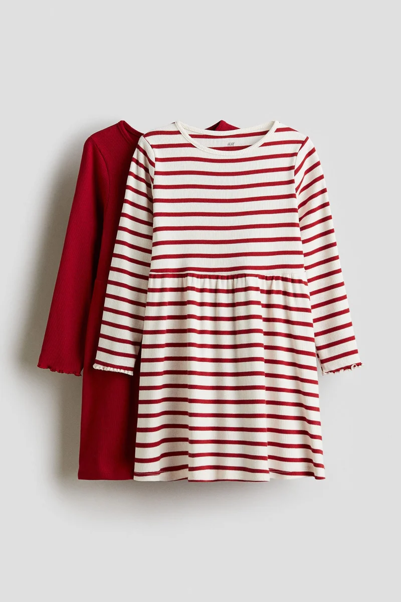 H&M 2-pack ribbed cotton dresses