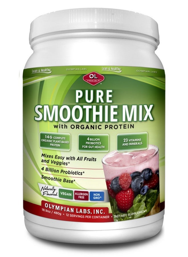 Olympian Labs Pure Smoothie Mix 14G Organic Vegan Protein Probiotics Vitamins Minerals Cla Flax 2Pound Powder  - Image 2