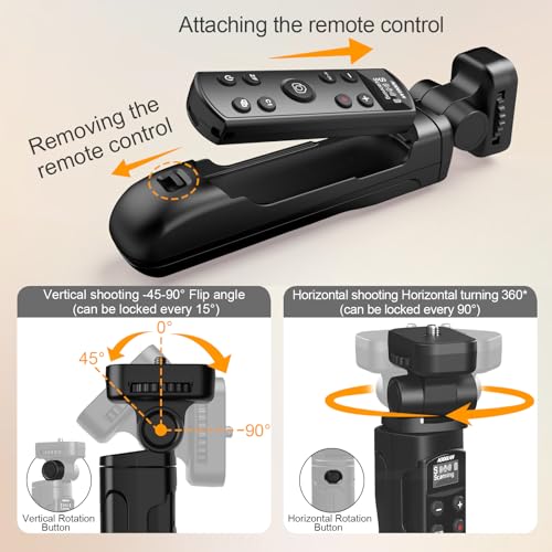 AODELAN for Sony Camera Tripod with Rechargeable Wireless Shutter ReleaseShooting Grip Remote Control Handle for ZVE10ZV1FZV1A7CA7IIIA7R IVA6100A6400A6700FX30A9 IIDSCRX0 IIBlack - Image 3
