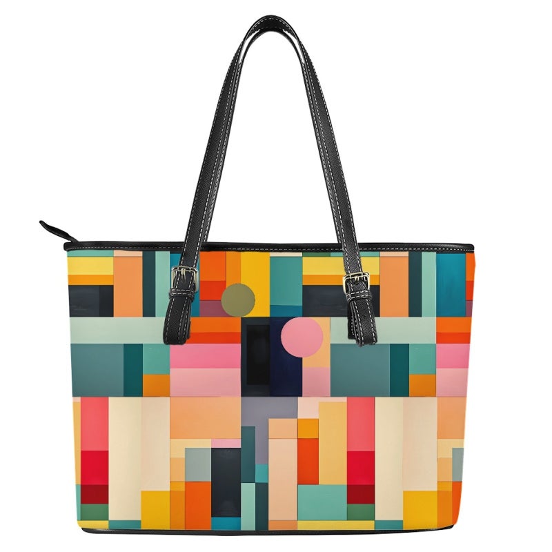 New Geometric Pattern Printing Rectangular Leather Bag Women'S Handbag Travel A Generation Of Hair - Image 2