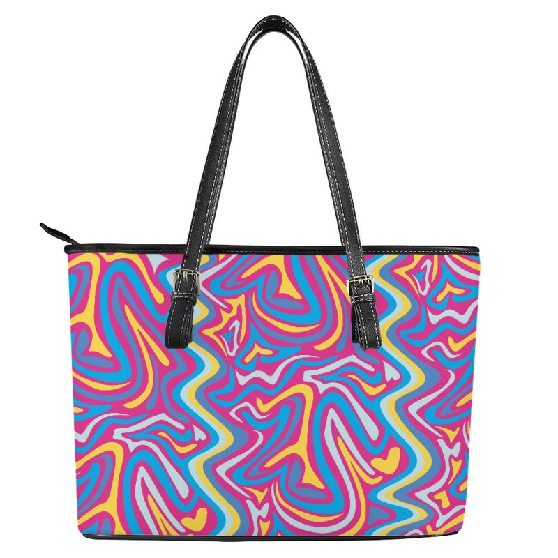 New Geometric Pattern Printing Rectangular Leather Bag Women'S Handbag Travel A Generation Of Hair - Image 4