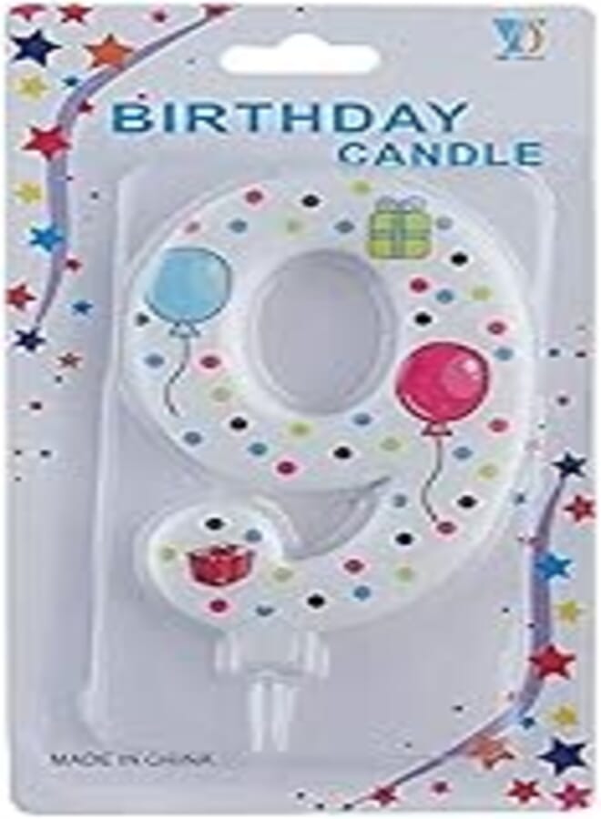 HX Number 9 Shaped Candle for Birthday Parties - Multi Color