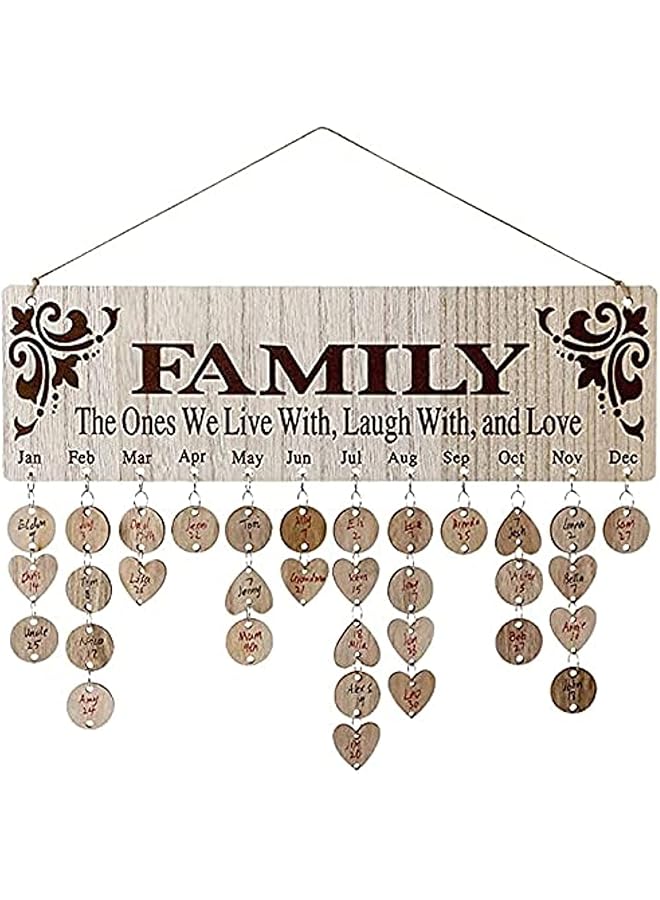 erorex Family Birthday Reminder Calendar Wall Hanging Diy Wooden With 100 Tags Keep Track Of Birthdays Gifts For Mom Grandma Dad From Daughter Son Christmas Decoration - Image 1