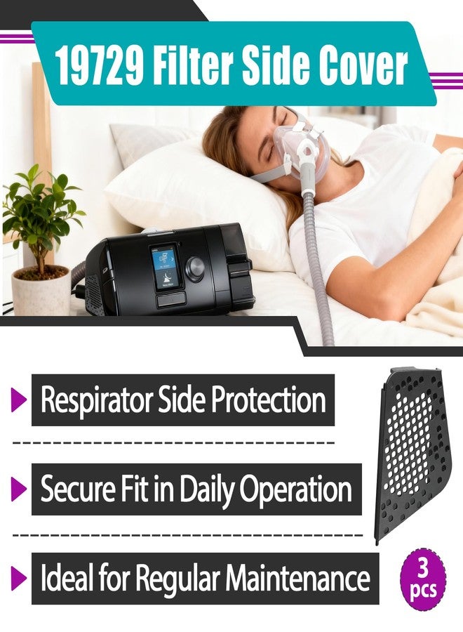 Joworthy 3 Pcs 19729 Filter Side Covers Compatible with ResMed AirSense 10, AirStart 10, AirCurve 10 CPAP/AutoSet/VPAP Machines, Durable Material Replacement Side Panel, Secure Fit(Black) - Image 2