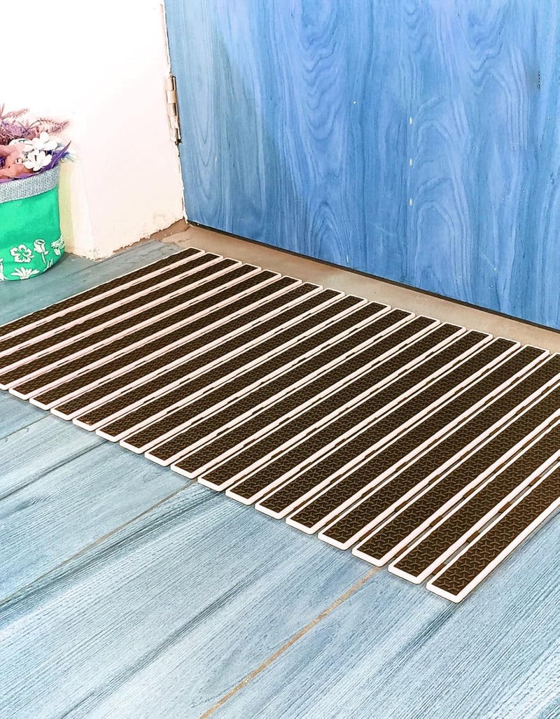Ans Bathroom Shwoer Mats Anti Slip with Vacuum Suction Caps and Drain Holes PVC mats for Showers and wash Areas nti Skid Rectangle Brown - Image 2