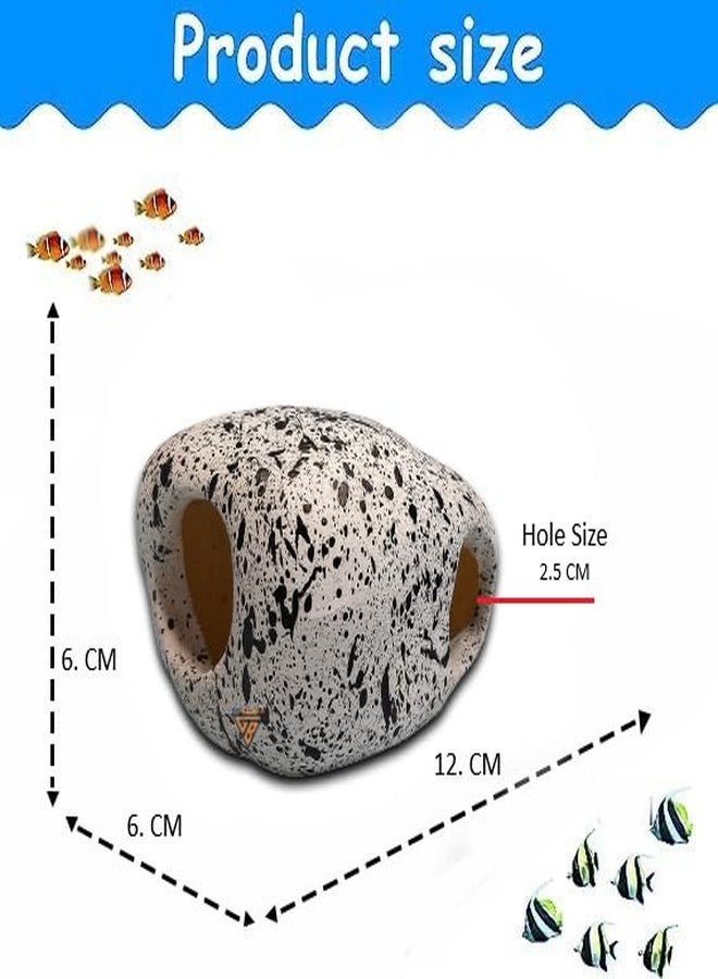 GIG BAZAAR Aquarium Stone Rock Cave, Speckled Granite Design, Hidden Space for Fish and Shrimp Shelter, Tank Decoration Ornament Accessories Pack of-2 (White) - Image 4