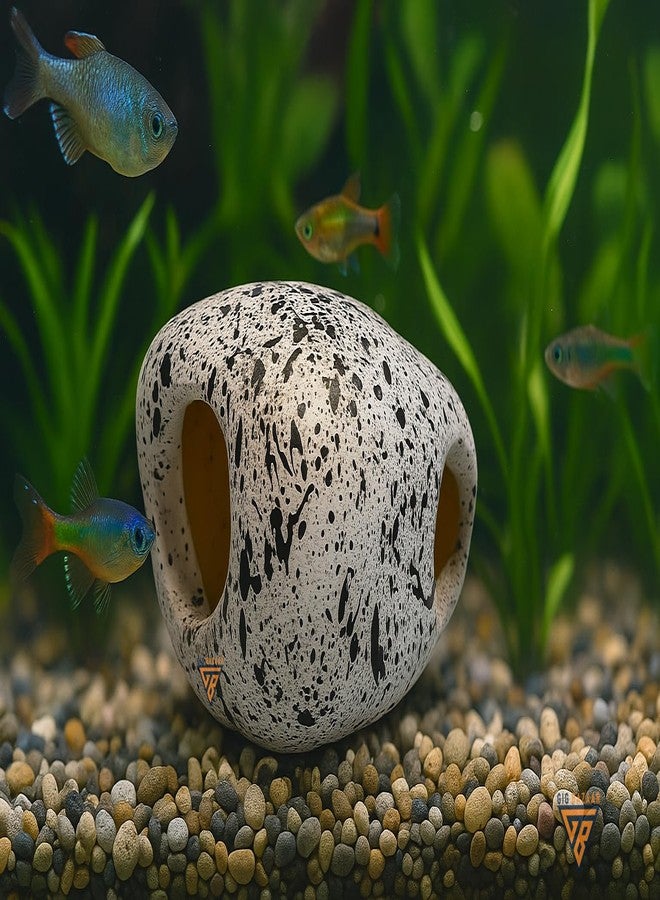 GIG BAZAAR Aquarium Stone Rock Cave, Speckled Granite Design, Hidden Space for Fish and Shrimp Shelter, Tank Decoration Ornament Accessories Pack of-2 (White) - Image 1
