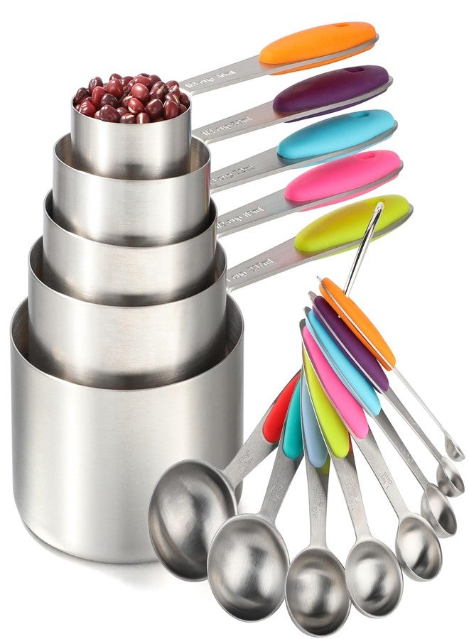 Turewin Measuring Cups and Spoons Set of 13 Including Stainless Steel Measuring Cups Nesting Measuring Spoons for Dry and Liquid Ingredients - Image 1