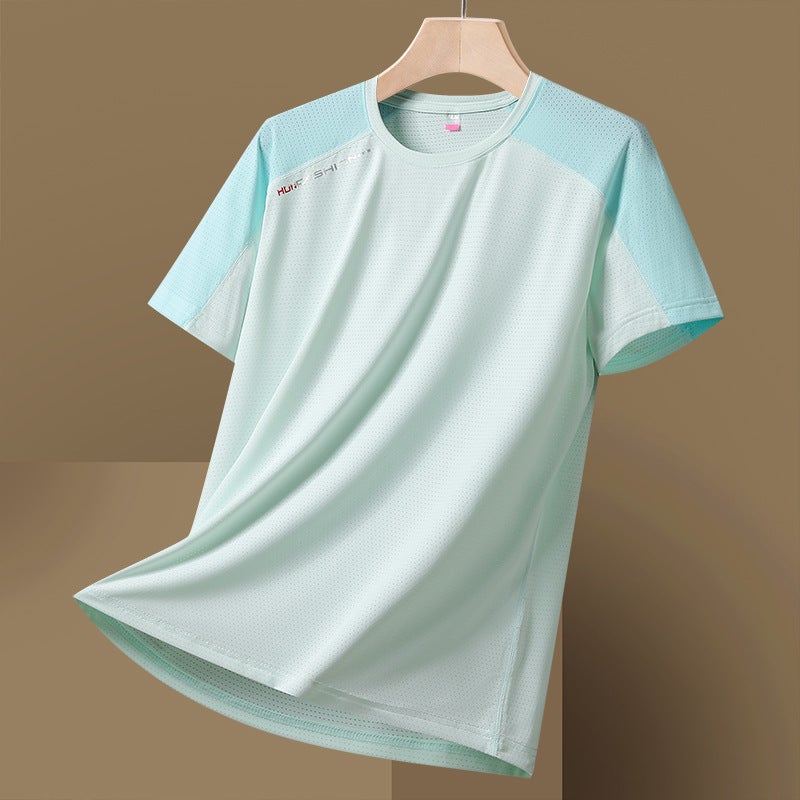 New summer couple Ice Silk quick-drying T-shirt plus size round neck casual T-shirt young and middle-aged couple short-sleeved T-shirt - Image 1