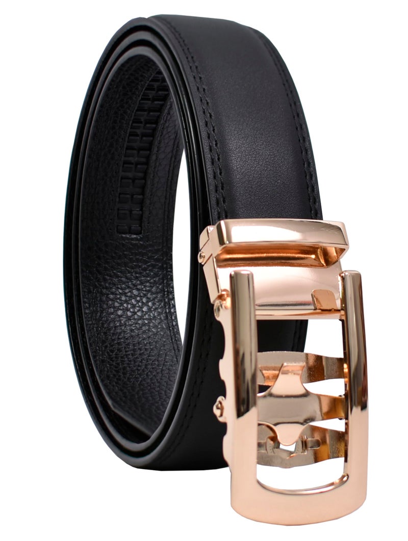 NAPA HIDE Men's Genuine Leather Belt for Men| Premium Auto-Lock Buckle | Adjustable up to 48” | Formal & Casual Wear | Micro-Adjust Fit | Stylish Gift Box Included (JET BLACK1) - Image 2