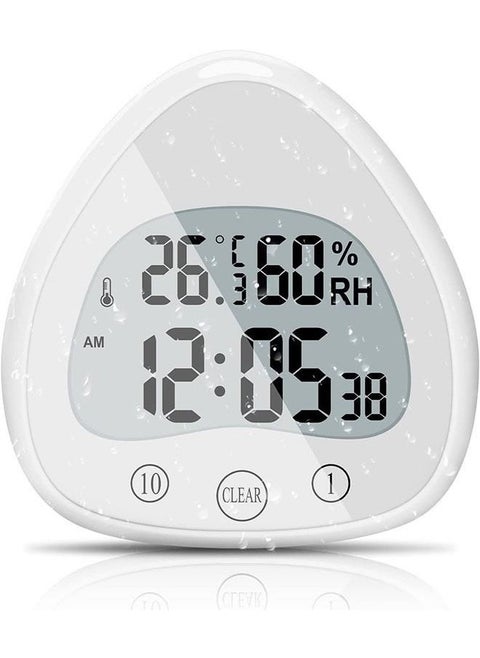 Waterproof Bathroom Clock with Suction Cup, Shower Clock, Digital Temperature Humidity Clock, Multi-function Large-Screen Display, For Bathroom, Bedroom, Kitchen