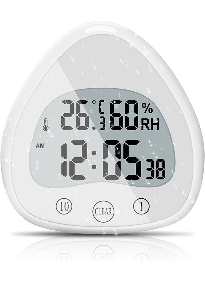 Arabest - Waterproof Bathroom Clock with Suction Cup, Shower Clock, Digital Temperature Humidity Clock, Multi-function Large-Screen Display, For Bathroom, Bedroom, Kitchen - Image 1