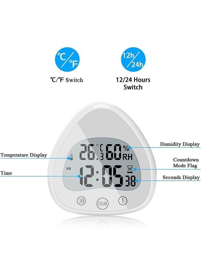 Arabest - Waterproof Bathroom Clock with Suction Cup, Shower Clock, Digital Temperature Humidity Clock, Multi-function Large-Screen Display, For Bathroom, Bedroom, Kitchen - Image 1