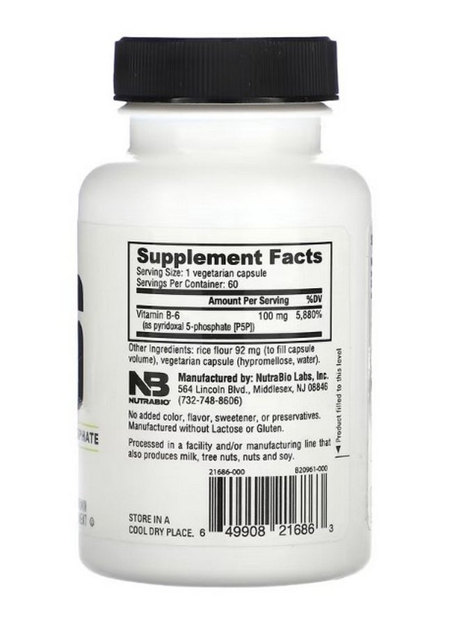 NutraBio B 6 100 mg 60 Capsules  - Image 2