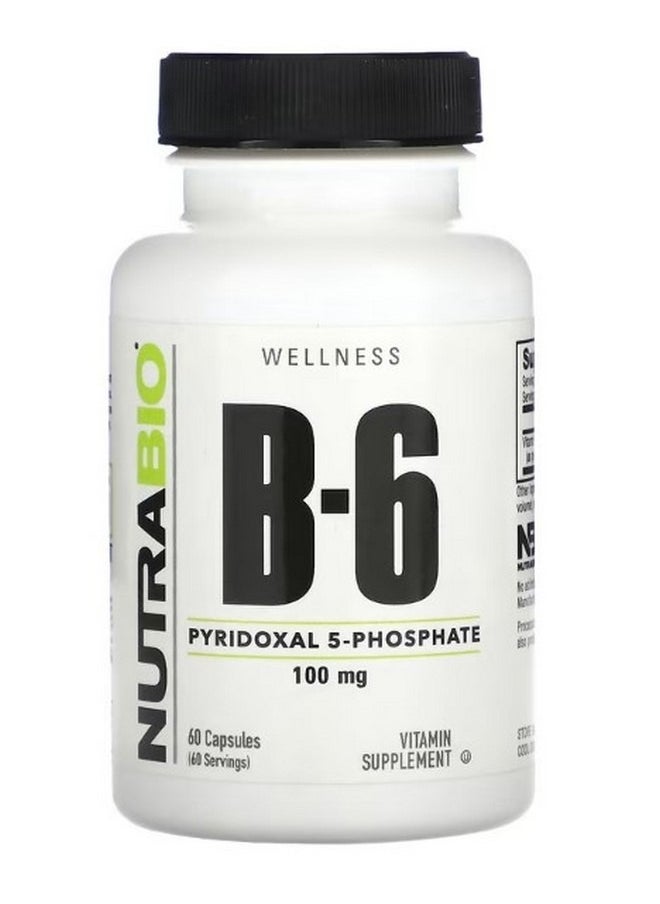 NutraBio B 6 100 mg 60 Capsules  - Image 1