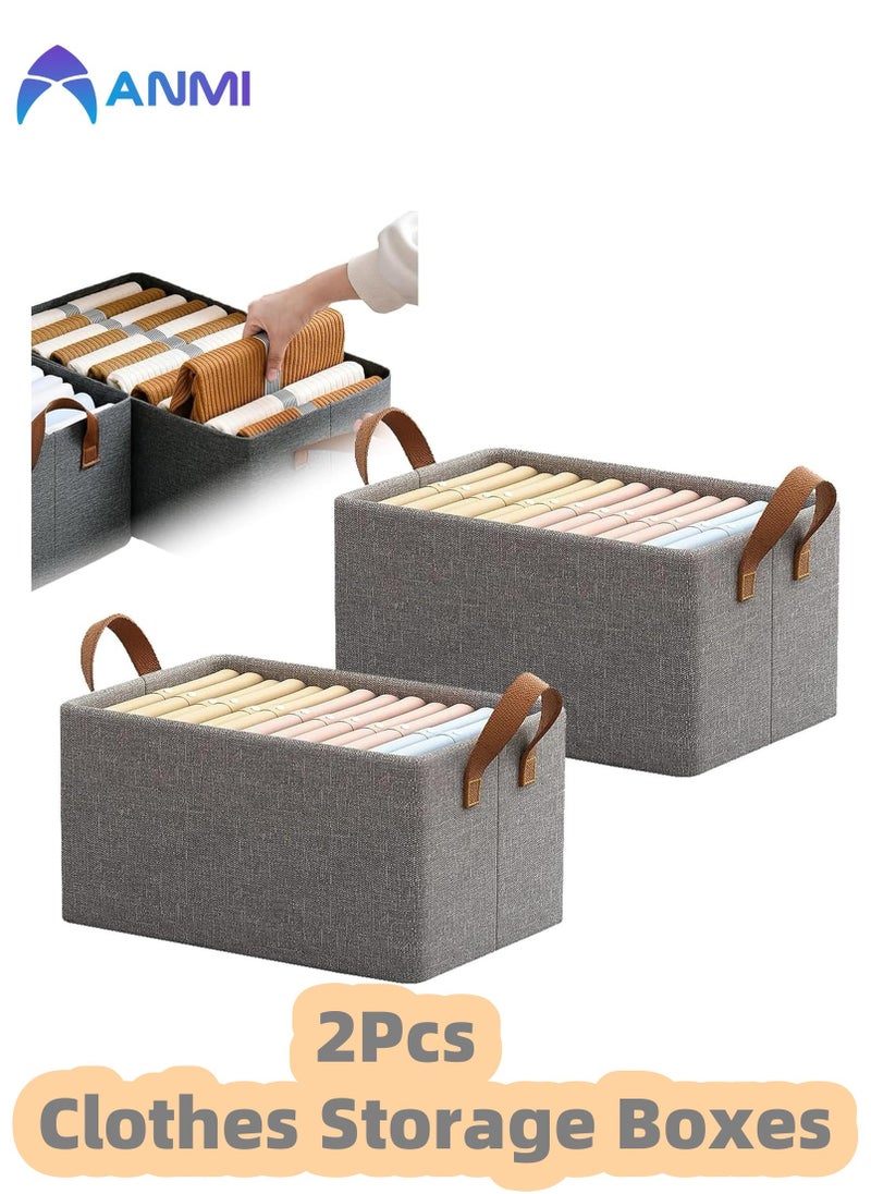 Anmi 2 Pcs Storage Box, Foldable Gray Clothes Drawer  Storage  - Image 1