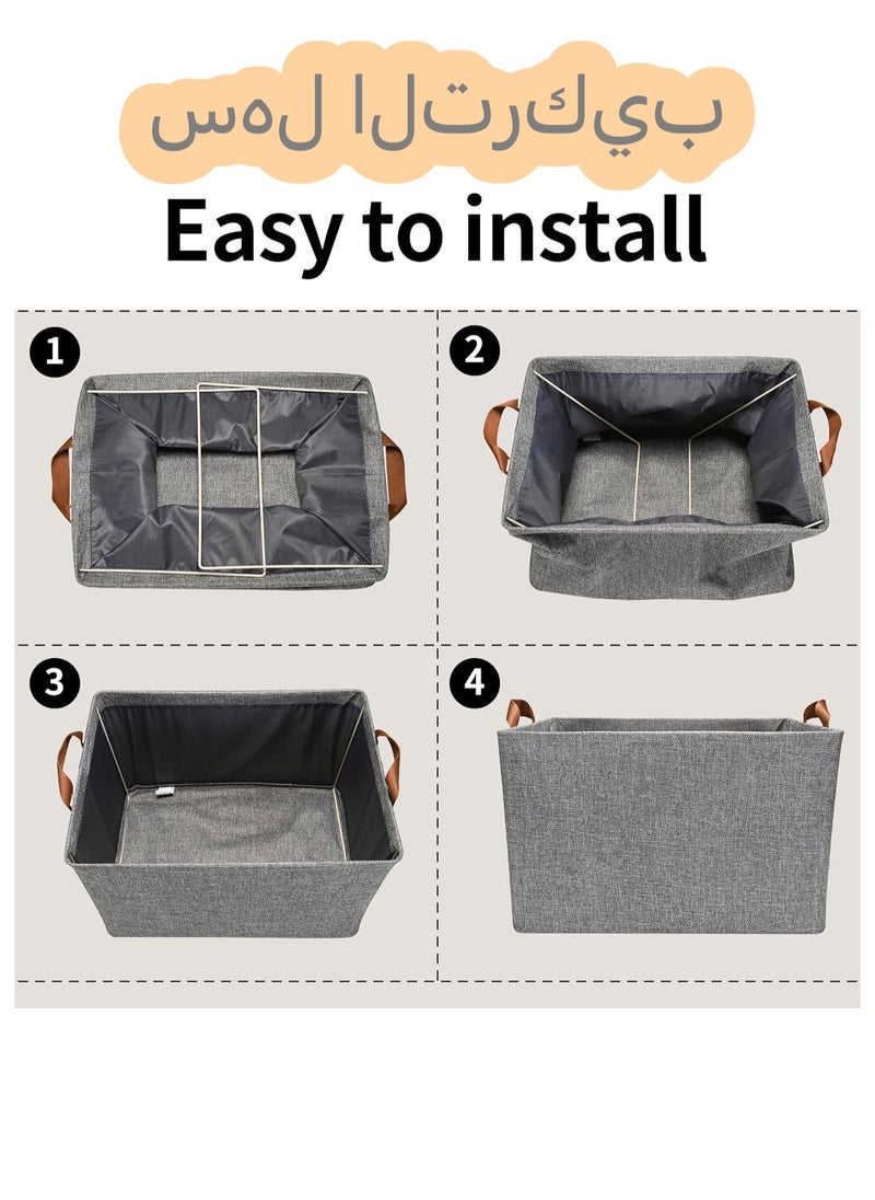 Anmi 2 Pcs Storage Box, Foldable Gray Clothes Drawer  Storage  - Image 3