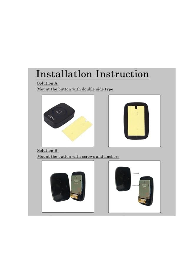 MIXDE Wireless Doorbell kit, Plug-in Receiver, Waterproof Push Button with 1000 feet Operating Range, 5 Volume Levels, 60 Chimes, LED flash & CD Sound For Home/Office/Classroom Use - Image 3