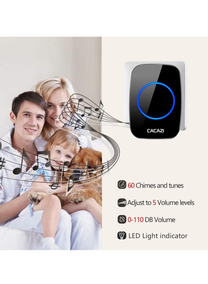 MIXDE Wireless Doorbell kit, Plug-in Receiver, Waterproof Push Button with 1000 feet Operating Range, 5 Volume Levels, 60 Chimes, LED flash & CD Sound For Home/Office/Classroom Use - Image 5