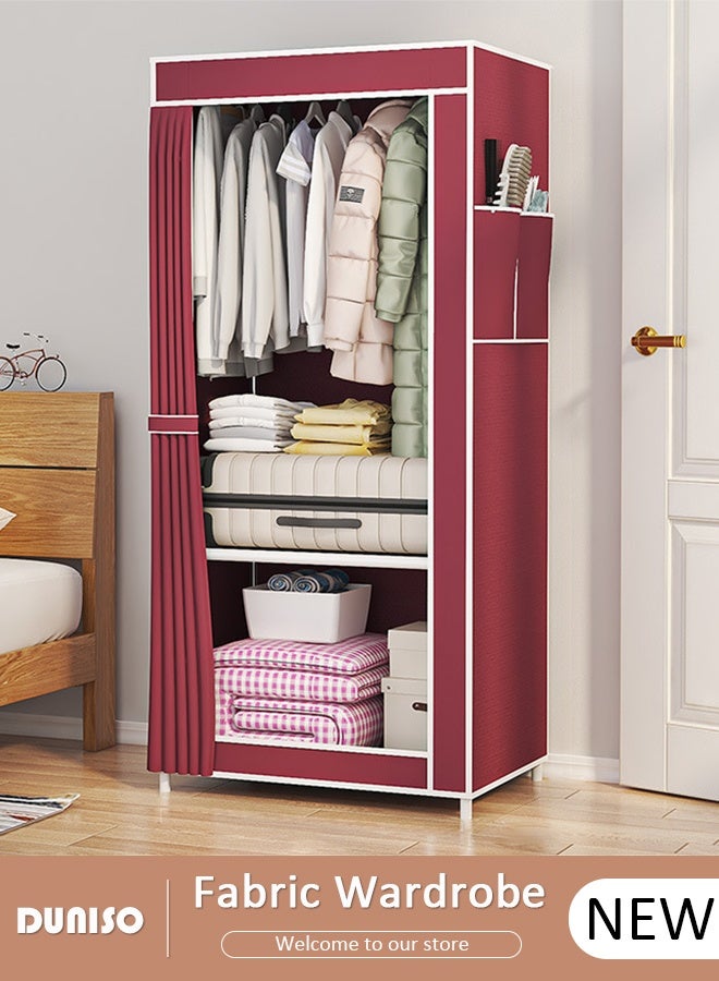 DUNISO Foldable Fabric Wardrobe, Multi-Functional Dustproof Storage Cabinet,Dustproof Deisgn, Quick and Easy to Assemble ,Portable Closet Organizer with Non-woven Fabric For Bedroom, Dorm, Apartment - Image 1