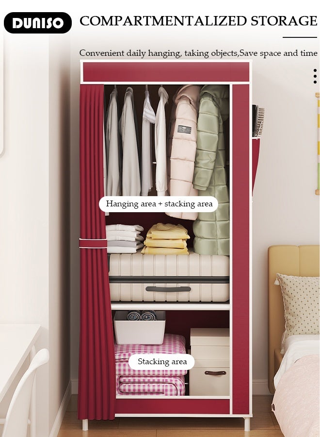 DUNISO Foldable Fabric Wardrobe, Multi-Functional Dustproof Storage Cabinet,Dustproof Deisgn, Quick and Easy to Assemble ,Portable Closet Organizer with Non-woven Fabric For Bedroom, Dorm, Apartment - Image 4