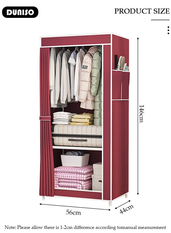 DUNISO Foldable Fabric Wardrobe, Multi-Functional Dustproof Storage Cabinet,Dustproof Deisgn, Quick and Easy to Assemble ,Portable Closet Organizer with Non-woven Fabric For Bedroom, Dorm, Apartment - Image 2
