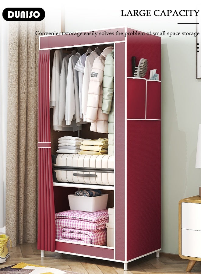 DUNISO Foldable Fabric Wardrobe, Multi-Functional Dustproof Storage Cabinet,Dustproof Deisgn, Quick and Easy to Assemble ,Portable Closet Organizer with Non-woven Fabric For Bedroom, Dorm, Apartment - Image 3