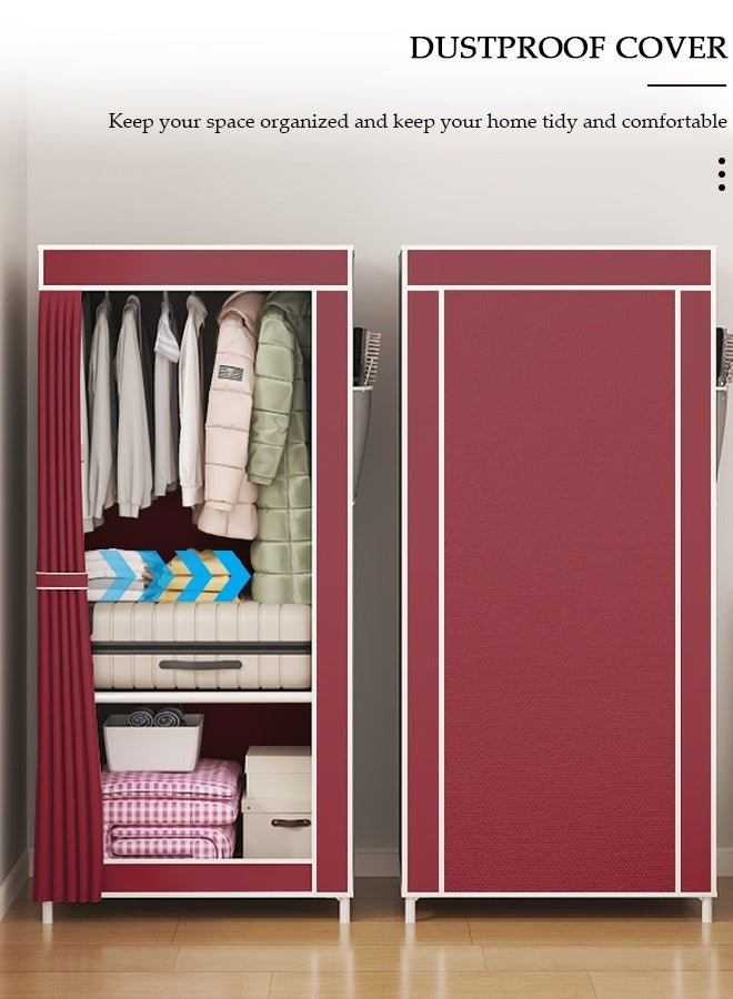 DUNISO Foldable Fabric Wardrobe, Multi-Functional Dustproof Storage Cabinet,Dustproof Deisgn, Quick and Easy to Assemble ,Portable Closet Organizer with Non-woven Fabric For Bedroom, Dorm, Apartment - Image 5