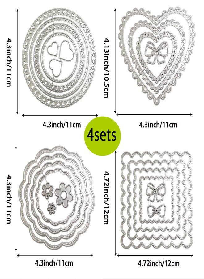 QTOOLS 4 Sets Frames Cutting Dies for Card Making Circle Heart Square Metal Die Cuts Scrapbooking Tool DIY Craft Punch Template Embossing for Paper Album Decor - Image 3